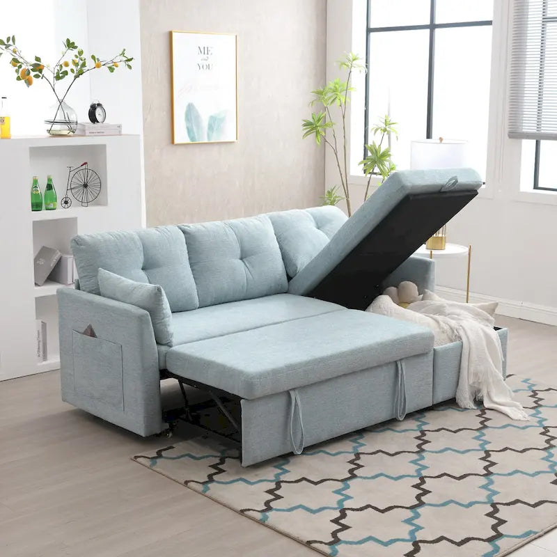 Green 81.1" L-Shaped Sectional Sofa with Reversible Chaise & Storage