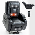 Black Power Lift Recliner with Massage, Lumbar Heat, USB & Cup Holders