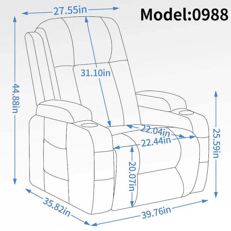 Black Power Lift Recliner with Massage, Lumbar Heat, USB & Cup Holders