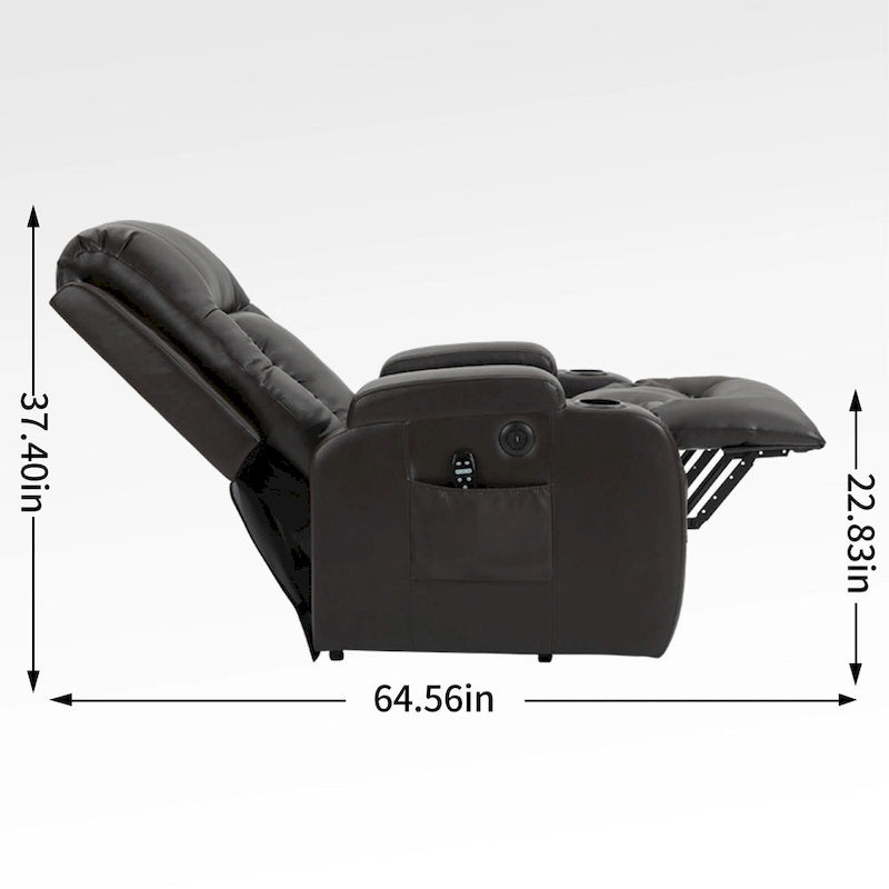 Black Power Lift Recliner with Massage, Lumbar Heat, USB & Cup Holders