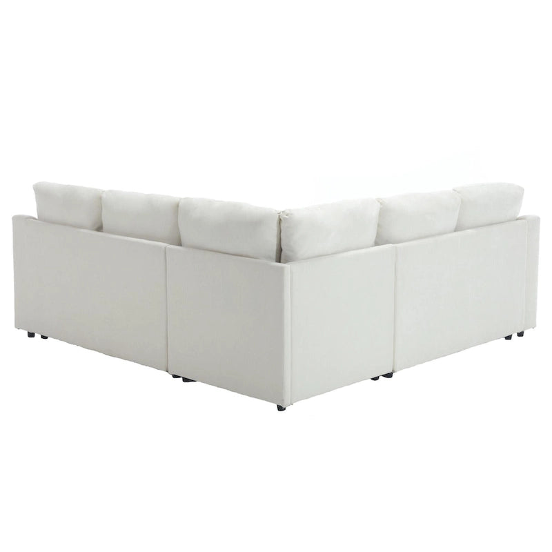 81.5" L-Shaped 5-Seat Sectional Sofa with Pull-Out Bed & 6 Cushions