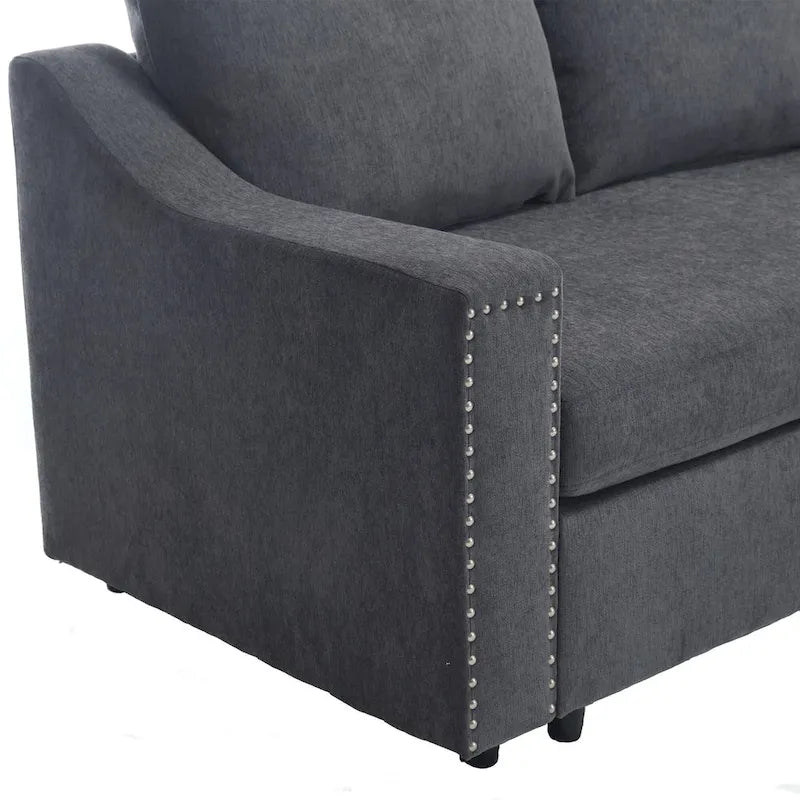 81.5" L-Shaped 5-Seat Sectional Sofa with Pull-Out Bed & 6 Cushions
