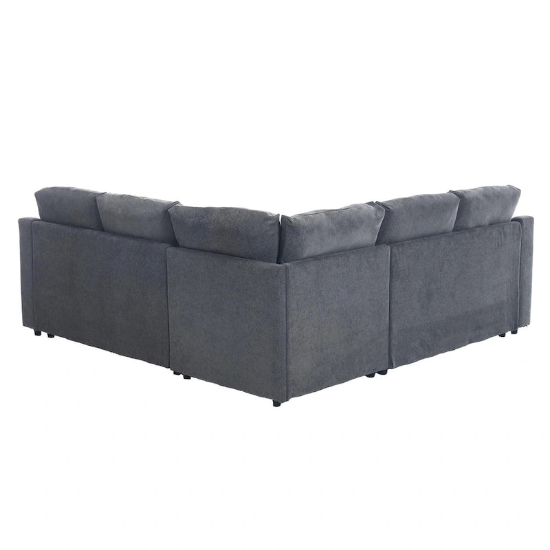 81.5" L-Shaped 5-Seat Sectional Sofa with Pull-Out Bed & 6 Cushions