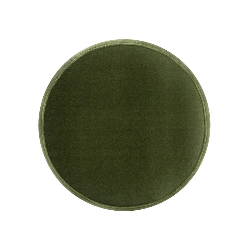 17.5" Round Upholstered Ottoman with Gold Bullion Fringe