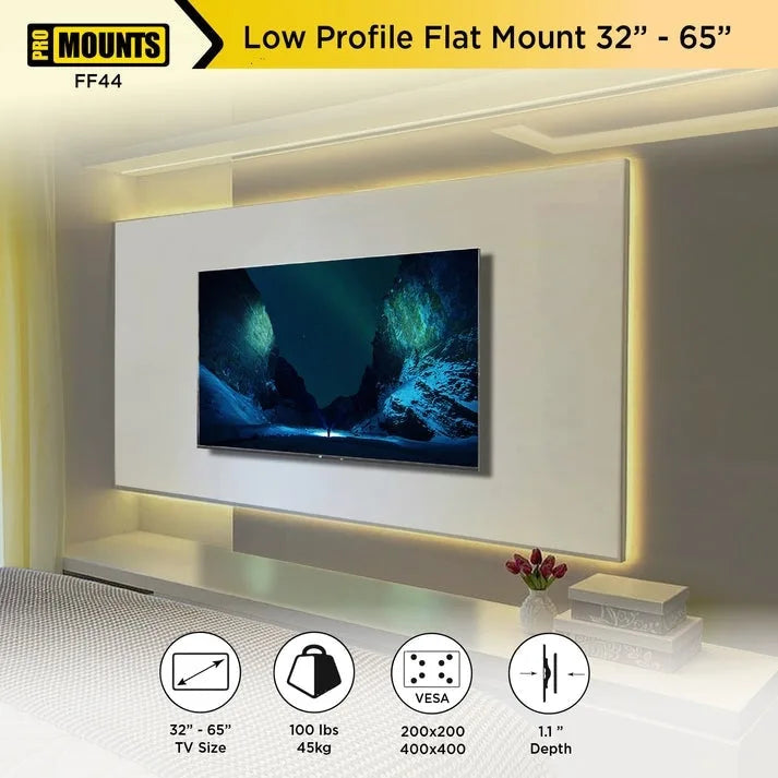 Flat Fixed TV Wall Mount for 32-65 inch TVs - 17.13 x 1.1 x 18.86 inch