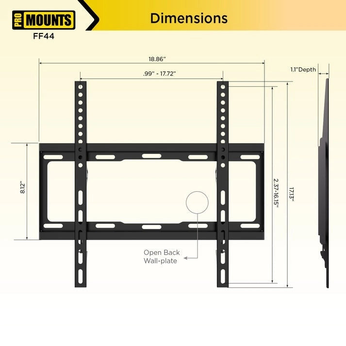 Flat Fixed TV Wall Mount for 32-65 inch TVs - 17.13 x 1.1 x 18.86 inch