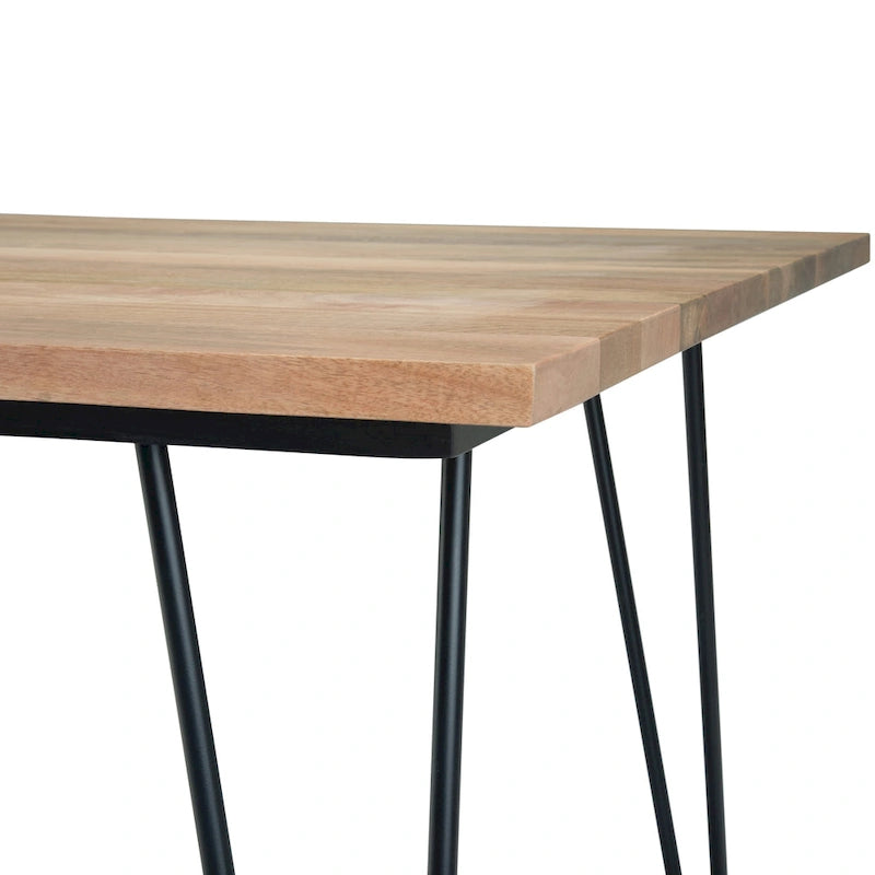 Industrial Solid Wood Dining Table with Black Hairpin Legs