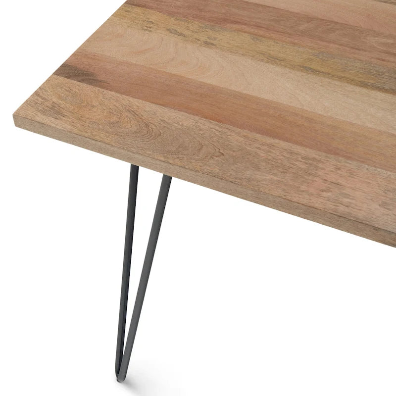 Industrial Solid Wood Dining Table with Black Hairpin Legs