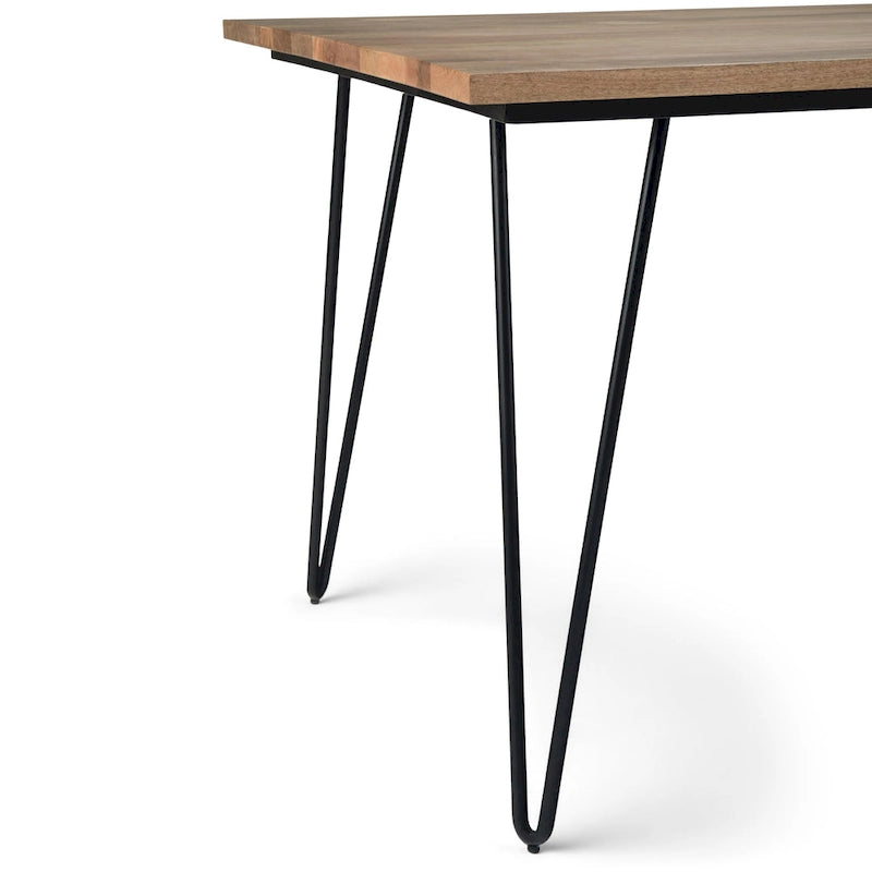 Industrial Solid Wood Dining Table with Black Hairpin Legs