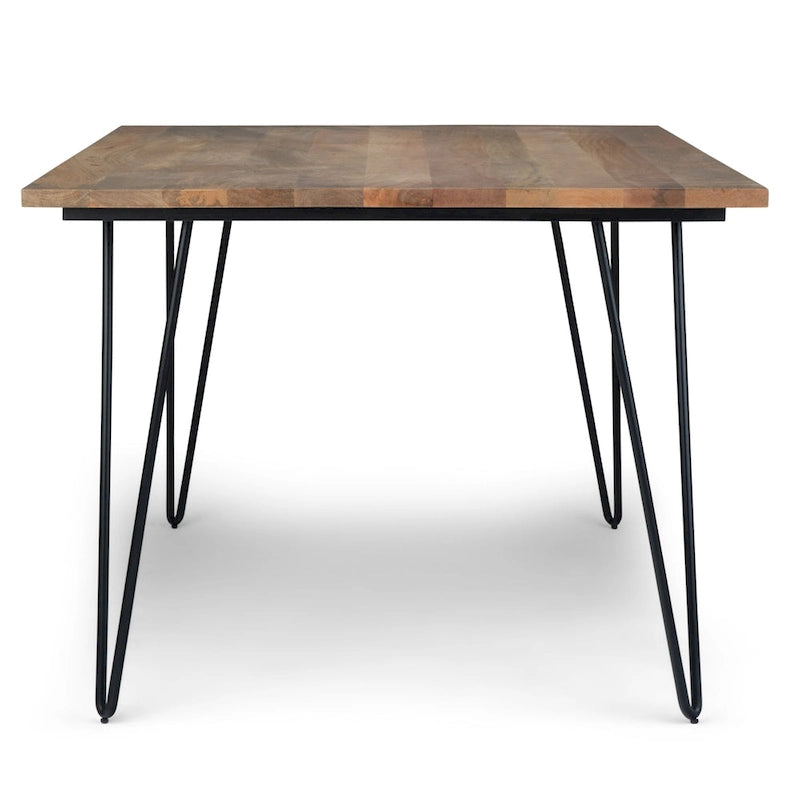 Industrial Solid Wood Dining Table with Black Hairpin Legs