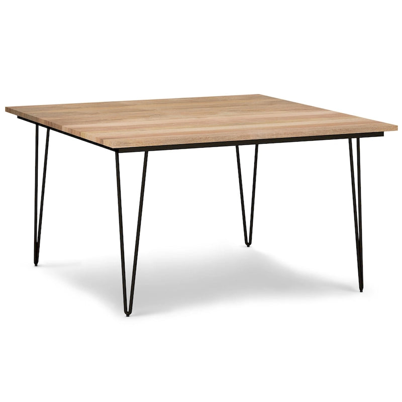 Industrial Solid Wood Dining Table with Black Hairpin Legs