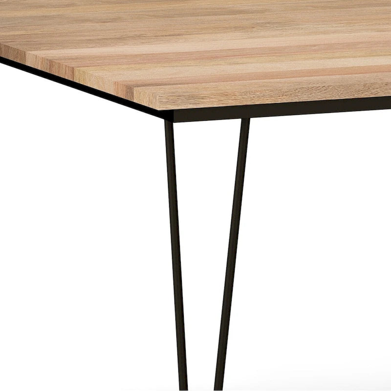 Industrial Solid Wood Dining Table with Black Hairpin Legs