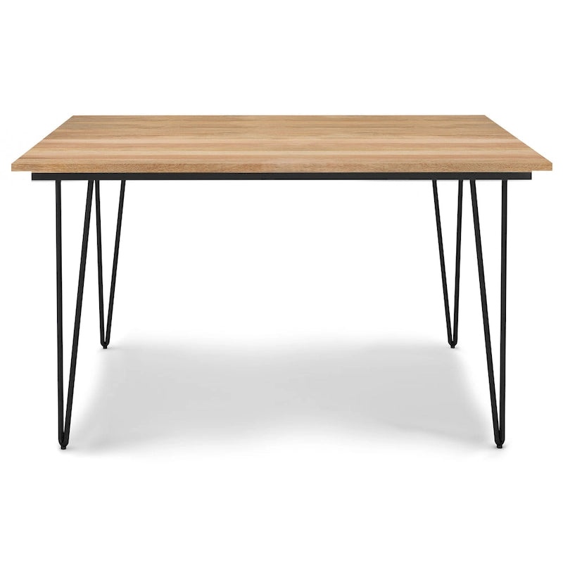 Industrial Solid Wood Dining Table with Black Hairpin Legs