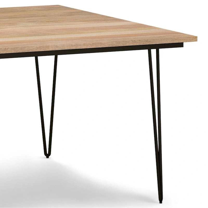 Industrial Solid Wood Dining Table with Black Hairpin Legs