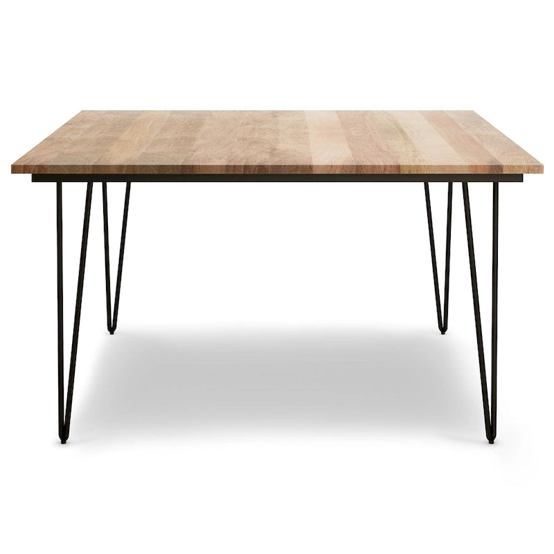 Industrial Solid Wood Dining Table with Black Hairpin Legs