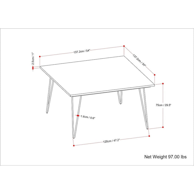 Industrial Solid Wood Dining Table with Black Hairpin Legs