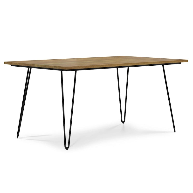 Industrial Solid Wood Dining Table with Black Hairpin Legs
