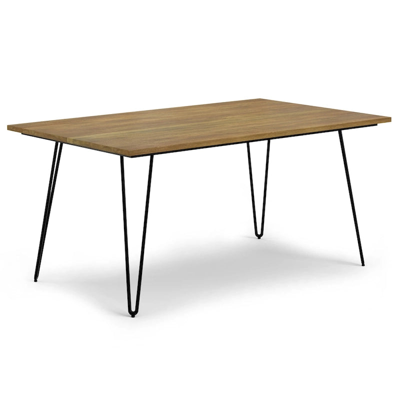 Industrial Solid Wood Dining Table with Black Hairpin Legs