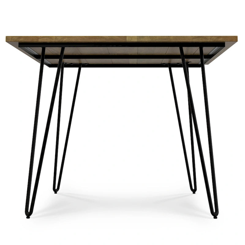 Industrial Solid Wood Dining Table with Black Hairpin Legs