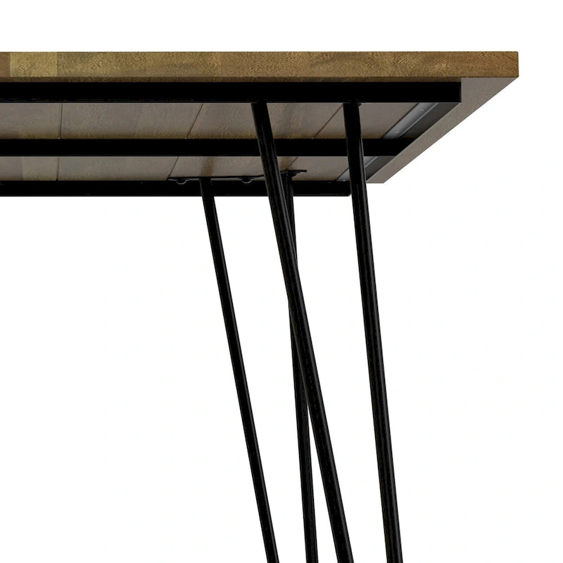 Industrial Solid Wood Dining Table with Black Hairpin Legs