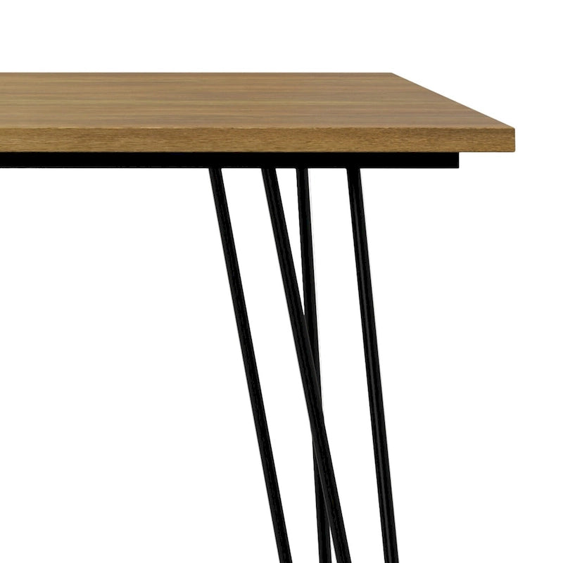 Industrial Solid Wood Dining Table with Black Hairpin Legs