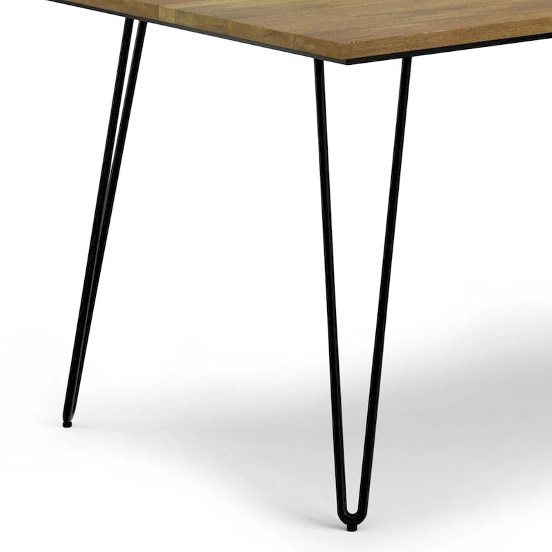 Industrial Solid Wood Dining Table with Black Hairpin Legs