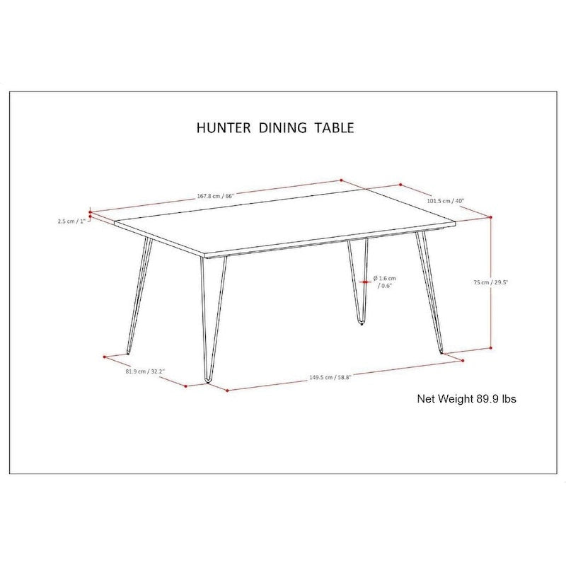 Industrial Solid Wood Dining Table with Black Hairpin Legs