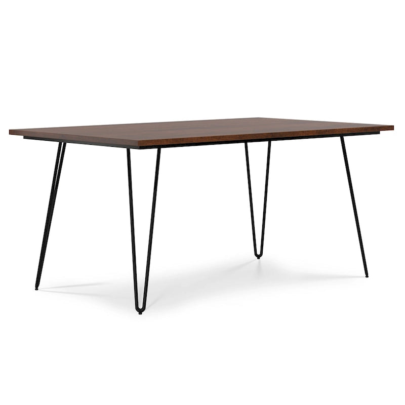 Industrial Solid Wood Dining Table with Black Hairpin Legs