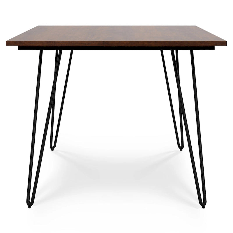 Industrial Solid Wood Dining Table with Black Hairpin Legs