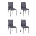 Curved Back Dining Chair in Ash Faux Leather, Set of 4