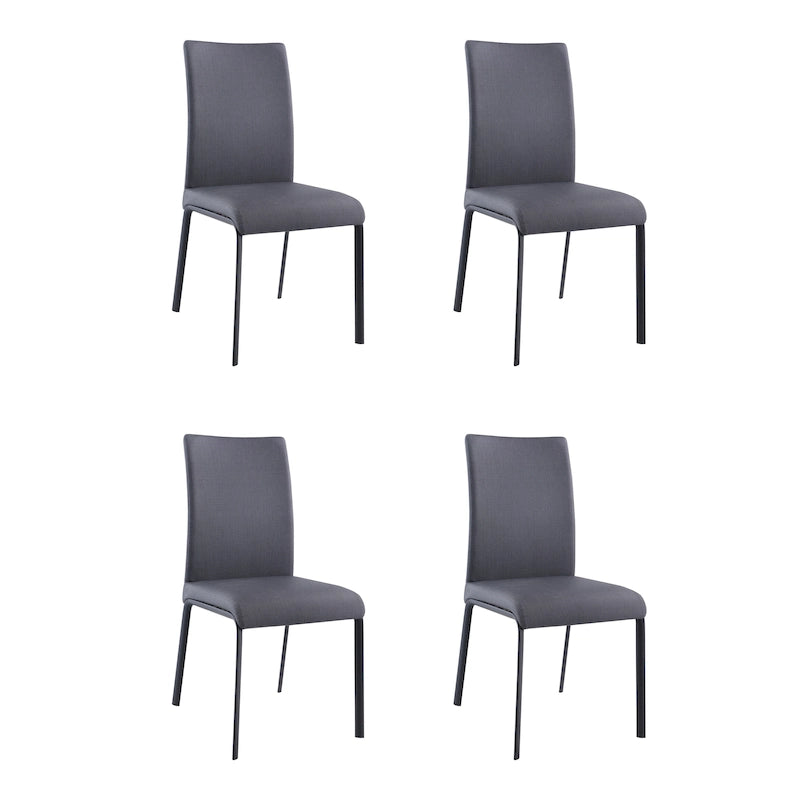 Curved Back Dining Chair in Ash Faux Leather, Set of 4