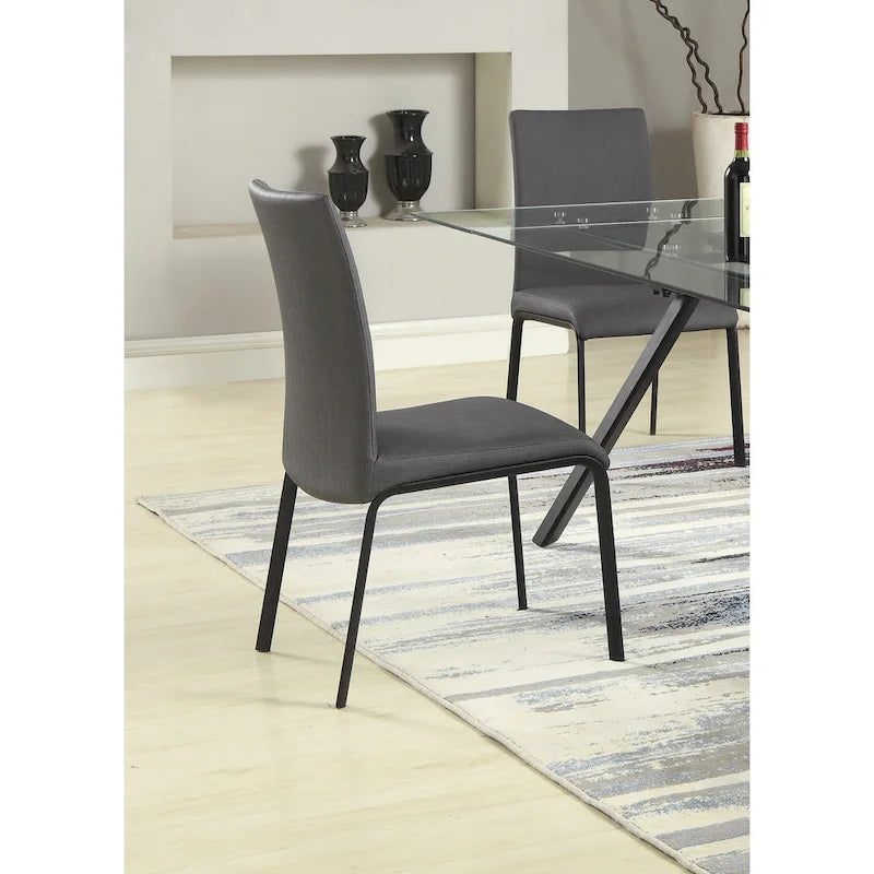 Curved Back Dining Chair in Ash Faux Leather, Set of 4