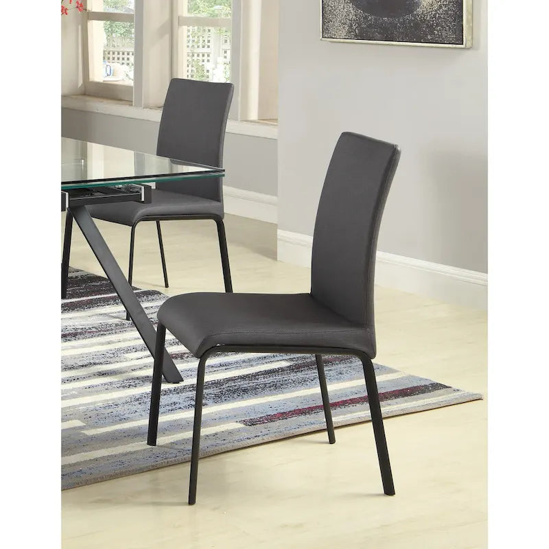 Curved Back Dining Chair in Ash Faux Leather, Set of 4