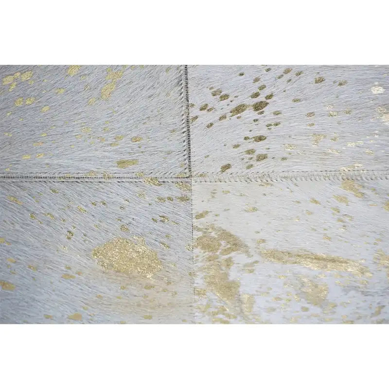 Gold Leather Square Cube Pouf