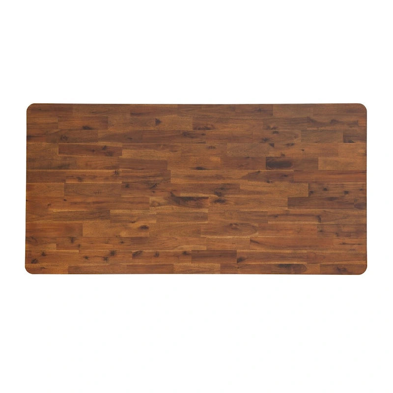 Solid Acacia Wood Dining Table - Retro Mid-Century Style