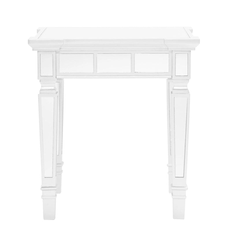 Glam Mirrored Square Side Table with Scalloped Edges