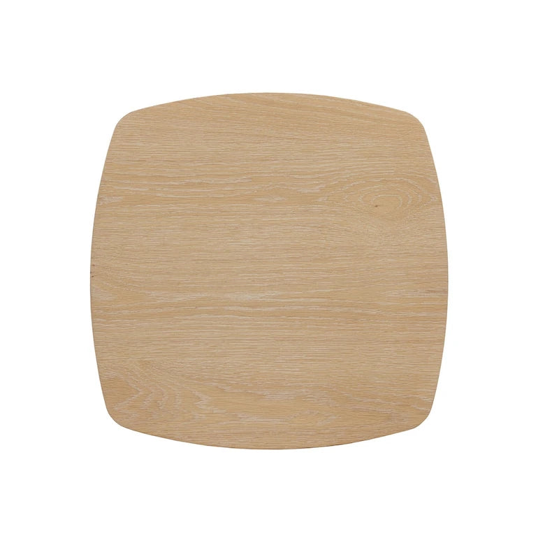 Contemporary Oak-Finished End Table with Column Base