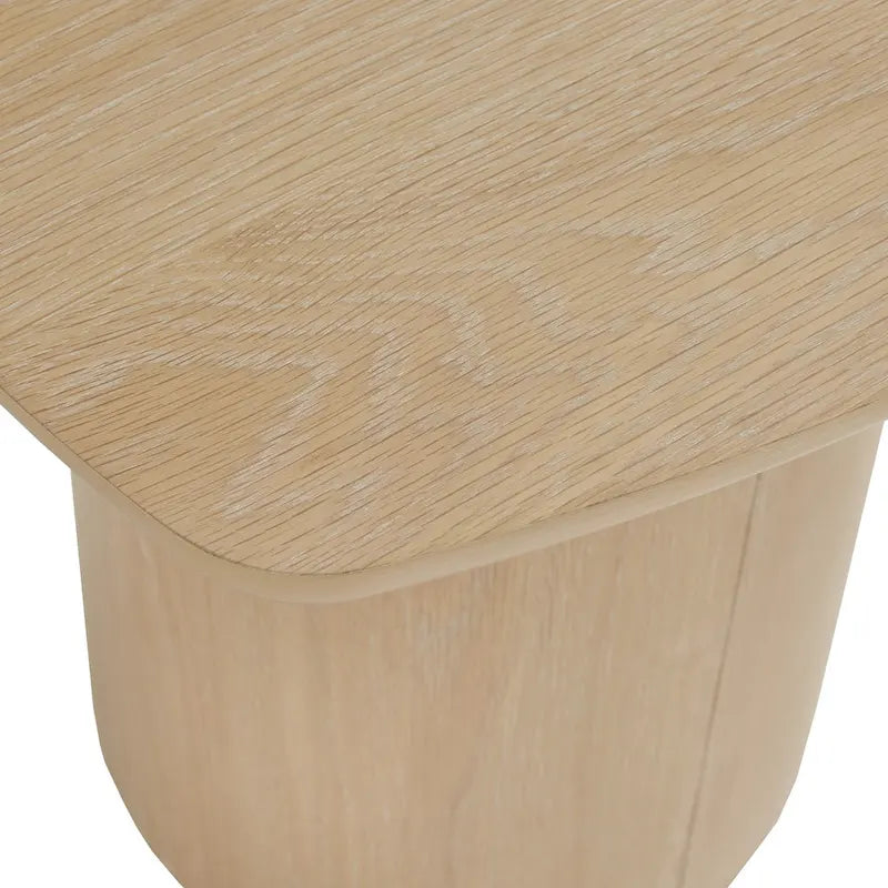 Contemporary Oak-Finished End Table with Column Base