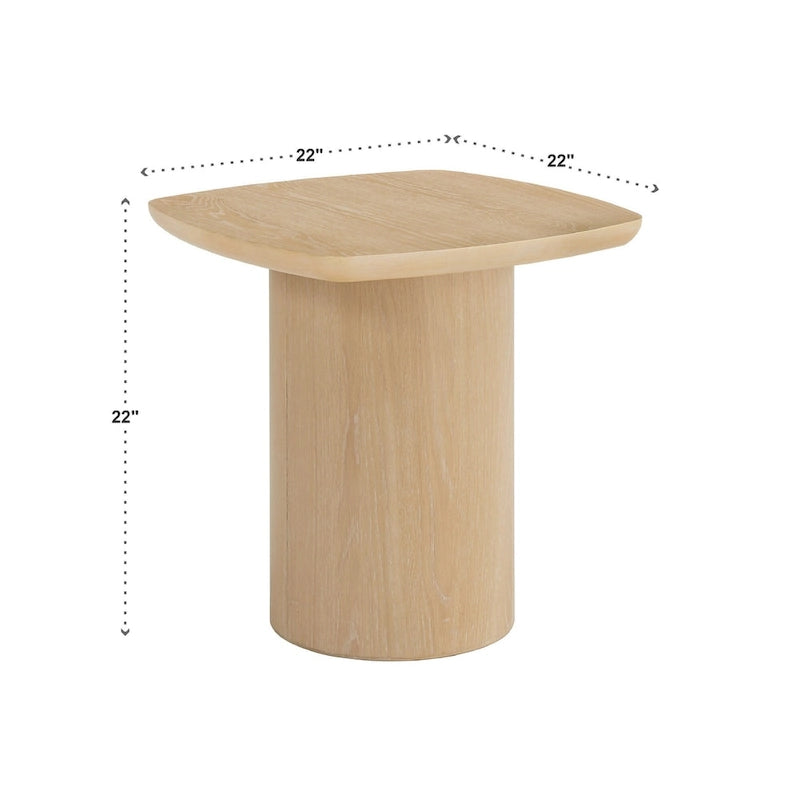 Contemporary Oak-Finished End Table with Column Base