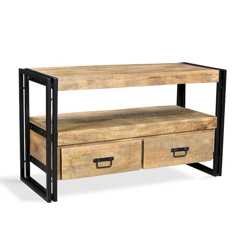 Reclaimed Wood TV Cabinet with Double Drawers - 40x16x24