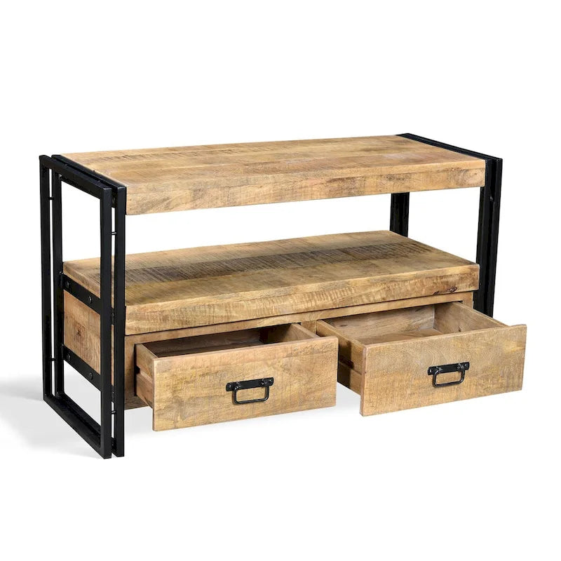 Reclaimed Wood TV Cabinet with Double Drawers - 40x16x24