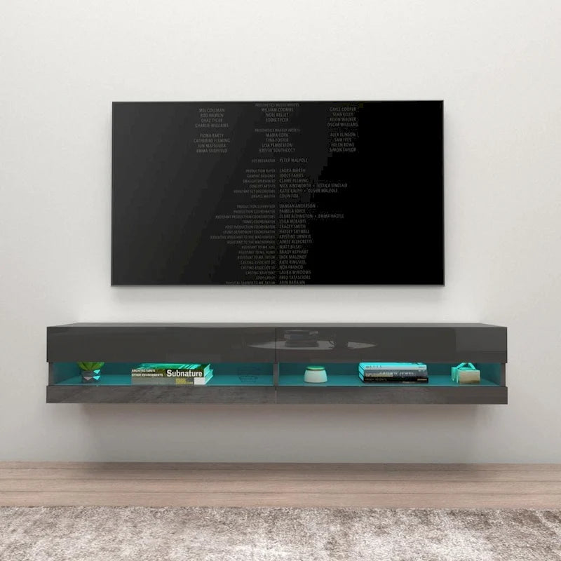 Wall-mount Floating 71-inch TV Stand with 16-Color LED Lights