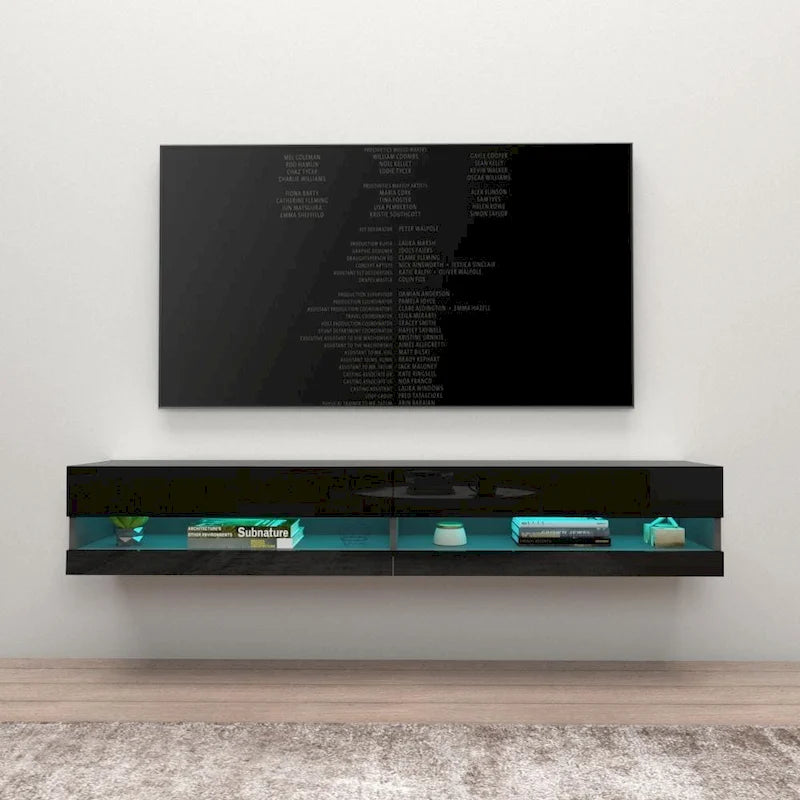 Wall-mount Floating 71-inch TV Stand with 16-Color LED Lights