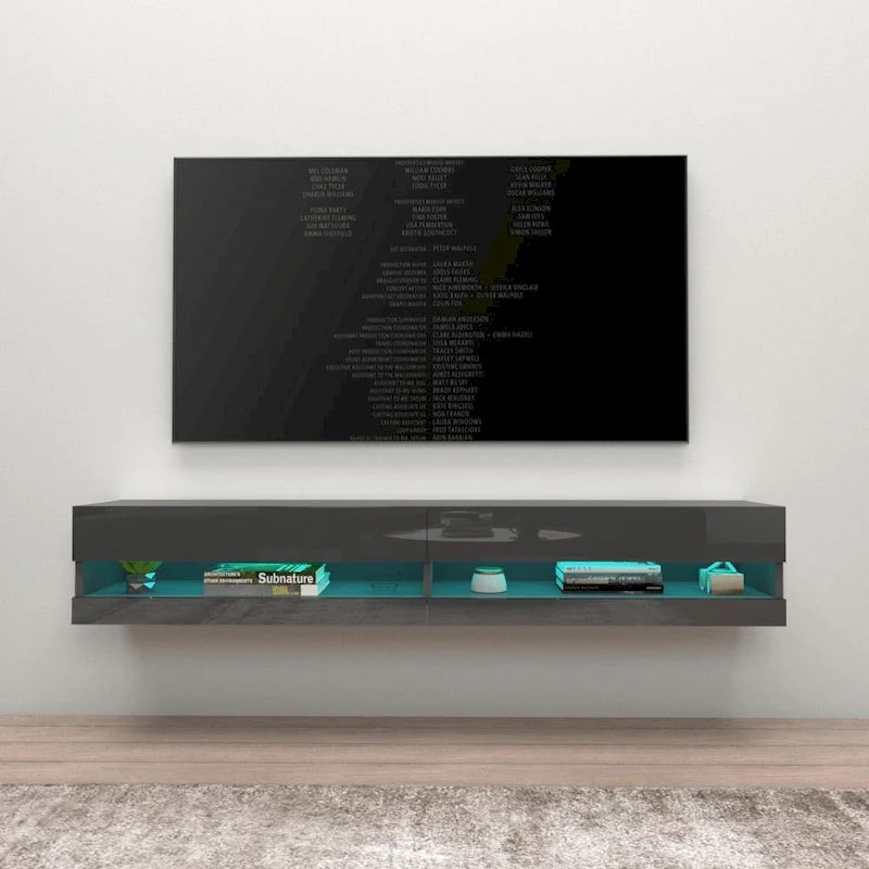 Wall-mount Floating 71-inch TV Stand with 16-Color LED Lights