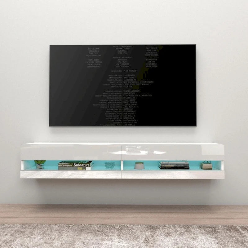 Wall-mount Floating 71-inch TV Stand with 16-Color LED Lights