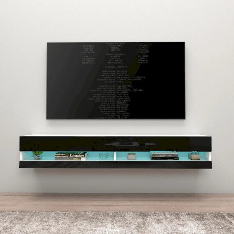 Wall-mount Floating 71-inch TV Stand with 16-Color LED Lights