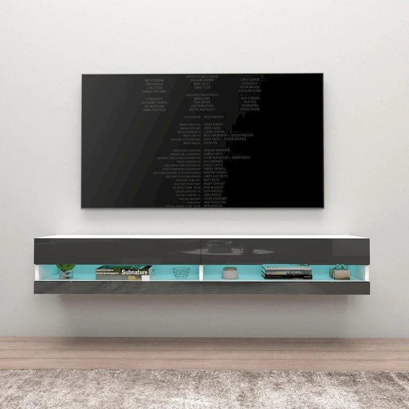 Wall-mount Floating 71-inch TV Stand with 16-Color LED Lights