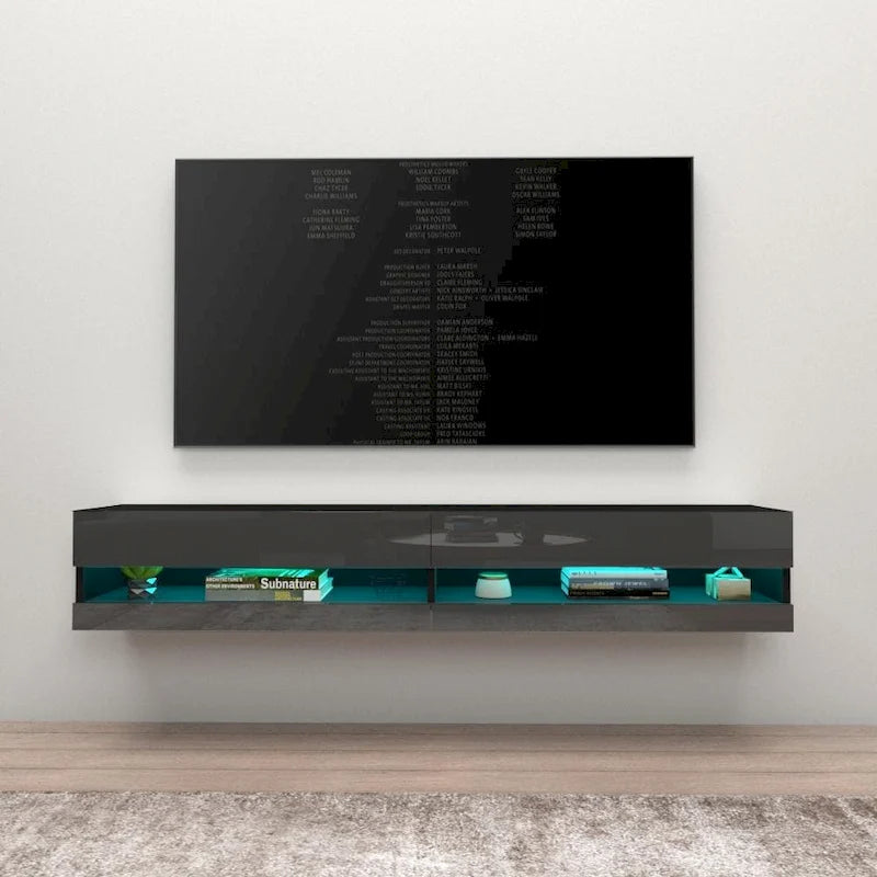 Wall-mount Floating 71-inch TV Stand with 16-Color LED Lights