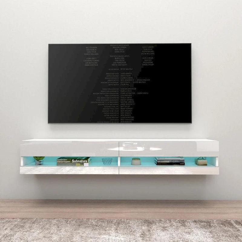 Wall-mount Floating 71-inch TV Stand with 16-Color LED Lights