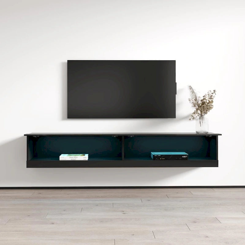 Wall-mount Floating 71-inch TV Stand with 16-Color LED Lights
